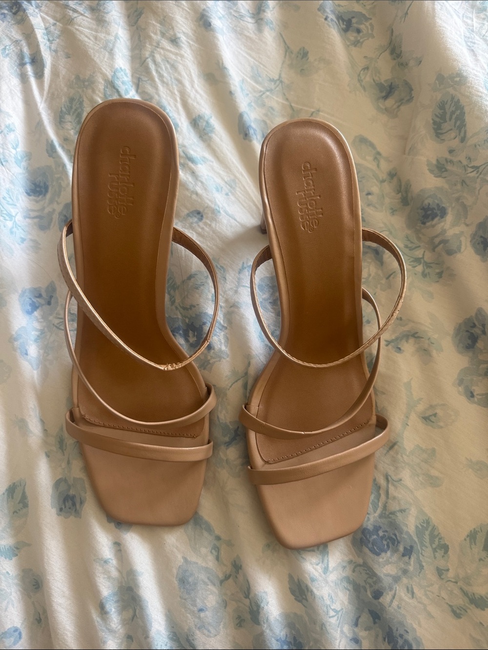 Charlotte Russe Blush Strappy Square-Toe Heels